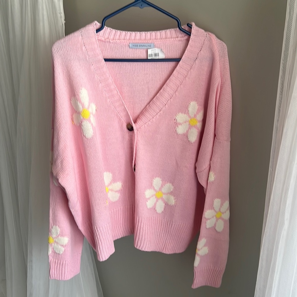 Pink floral cardigan